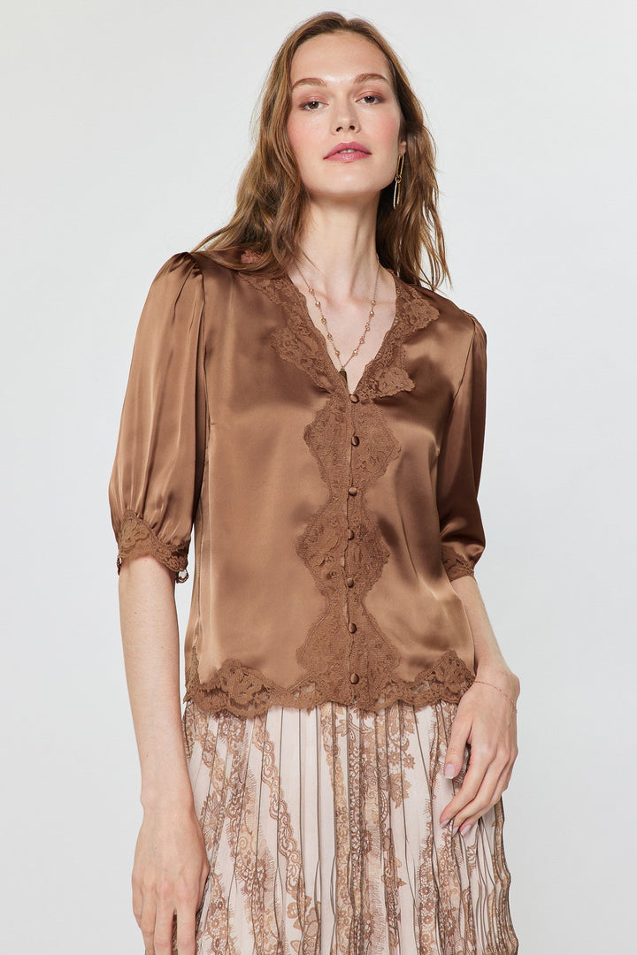 Angelica Satin Top Mocha Mousse