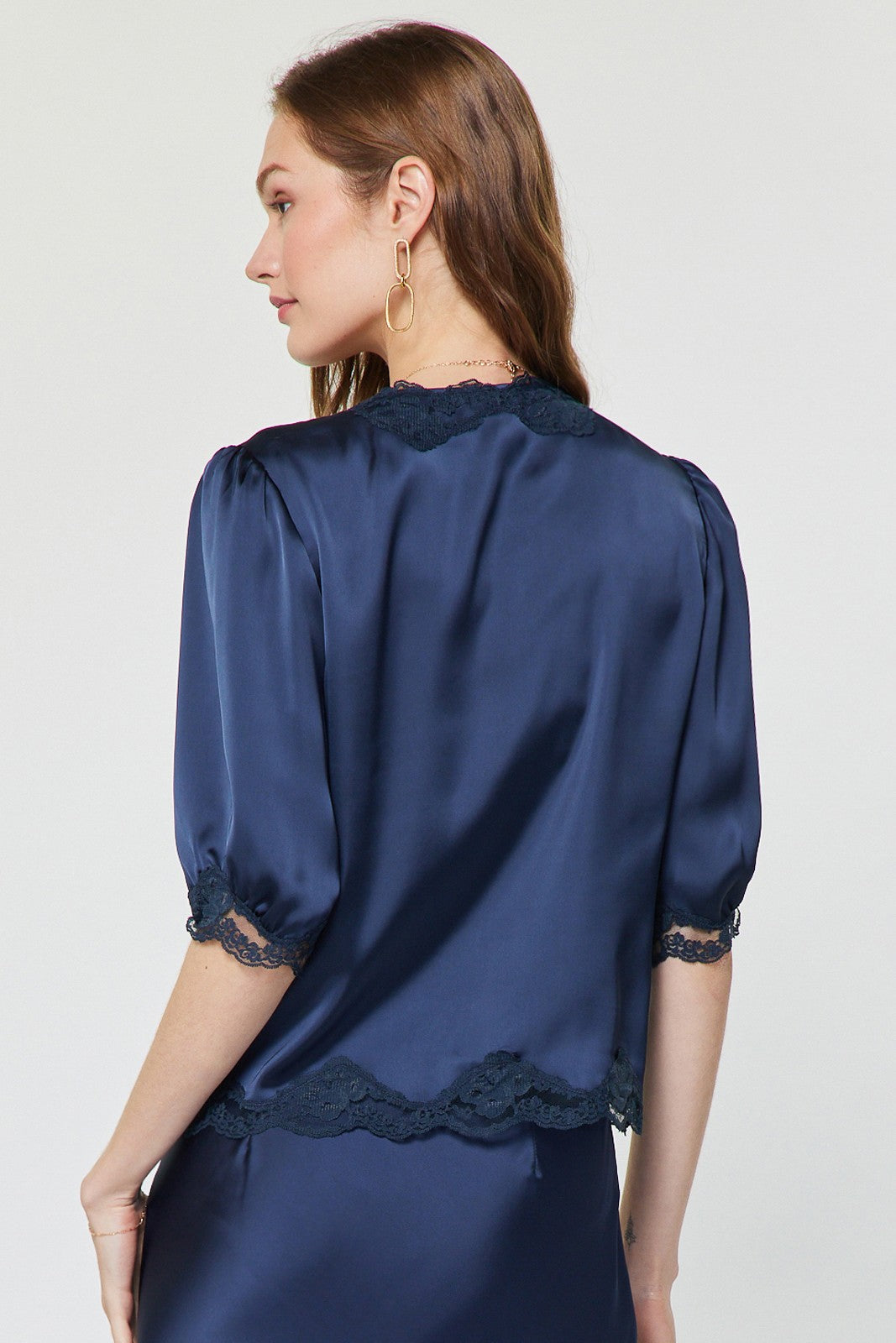 Angelica Satin Top Navy