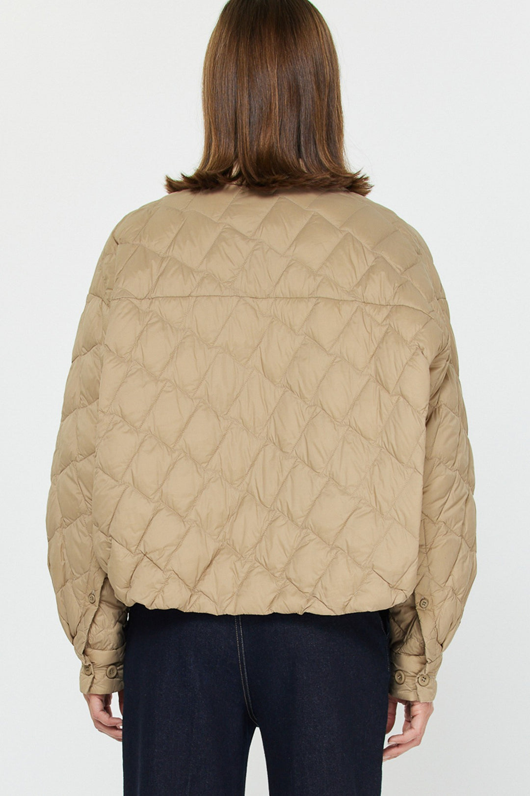 Quilted Crop Jacket - Taupe