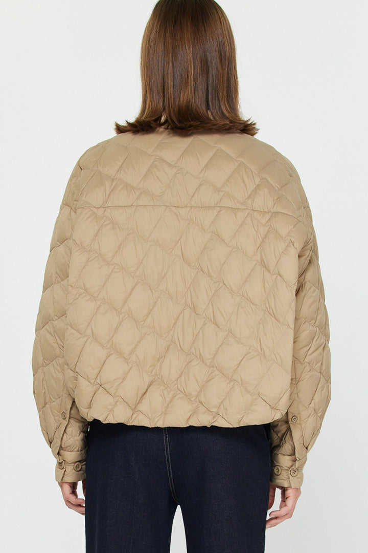 Quilted Crop Jacket - Taupe