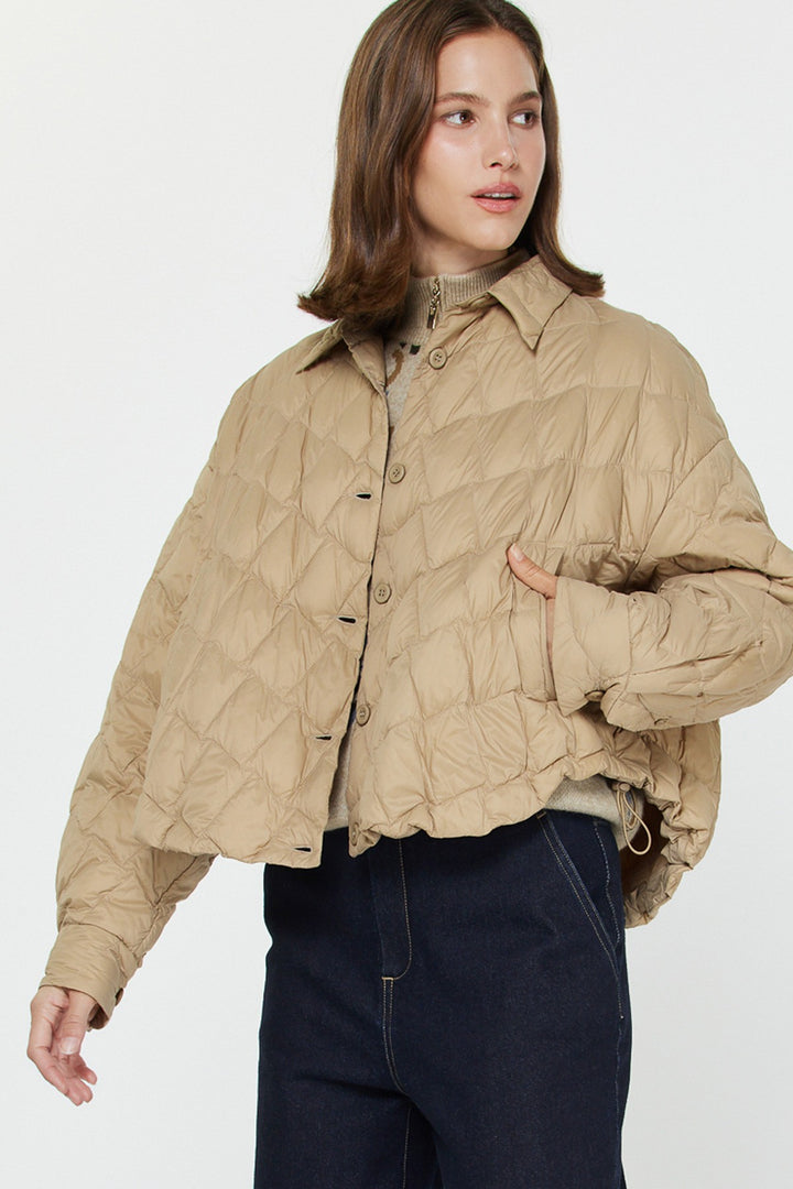 Quilted Crop Jacket - Taupe