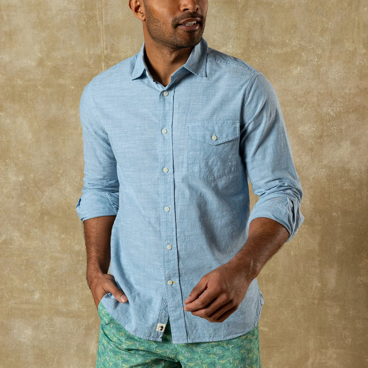 Duck Head Chambray Sport Shirt - Sunwashed Blue