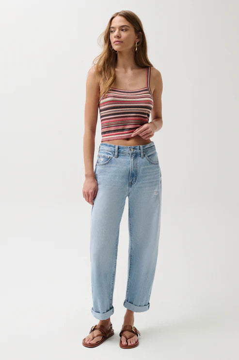 Donny Rolled Hem Boyfriend Jeans Old Blues