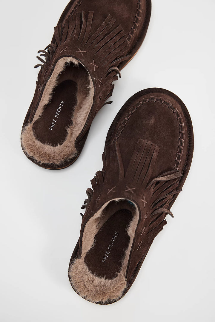 Fallon Fringe Mules - Choc