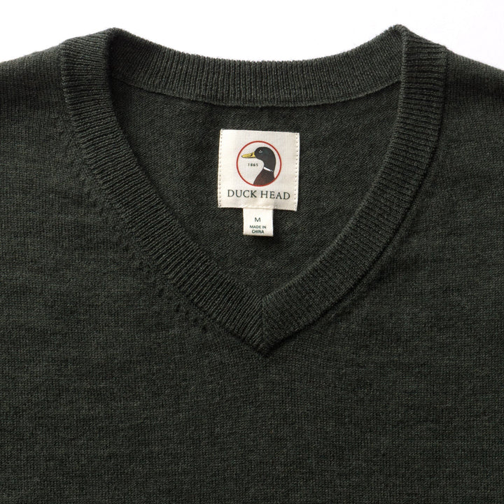 Buckley V-Neck Sweater - Dark Forest Green Heather