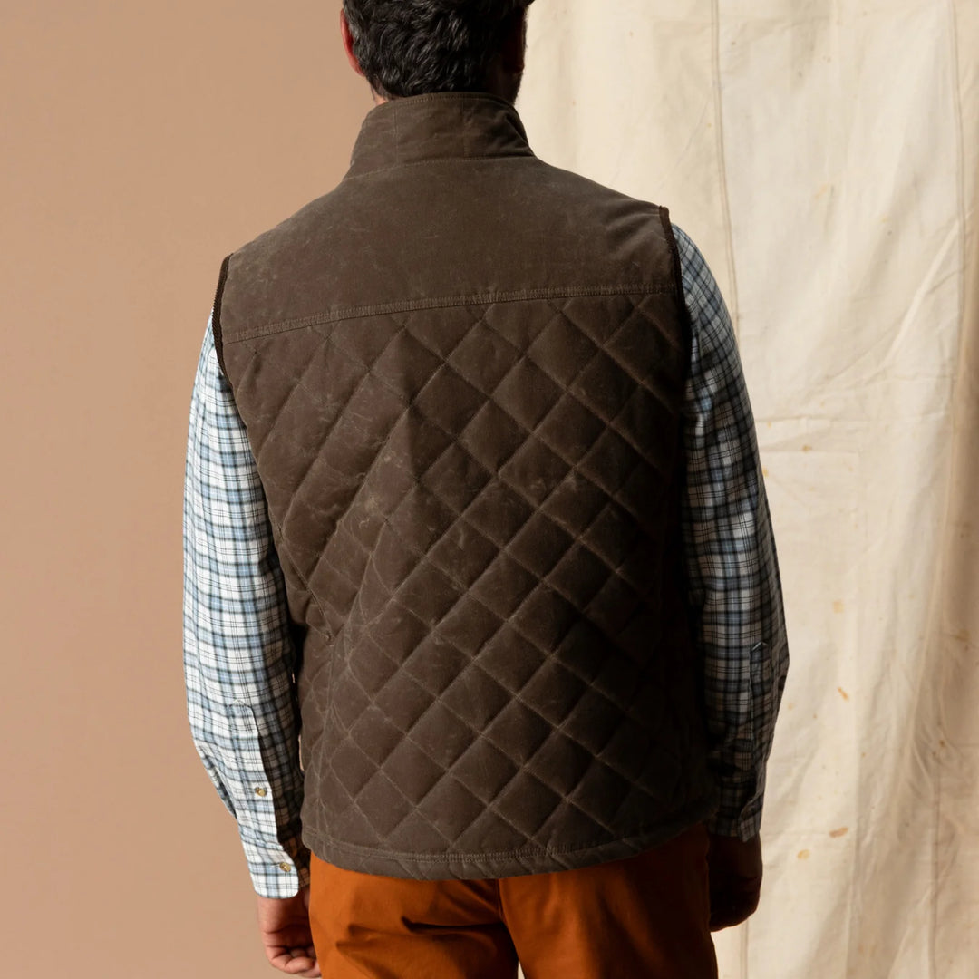 Waxed Duck Canvas Quilted Vest – Dark Oak