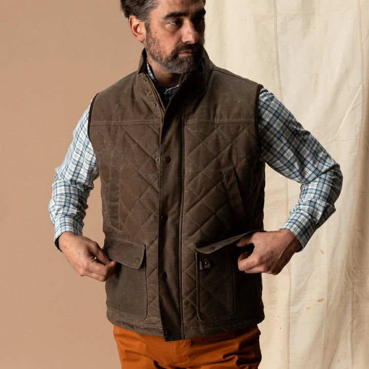Waxed Duck Canvas Quilted Vest – Dark Oak