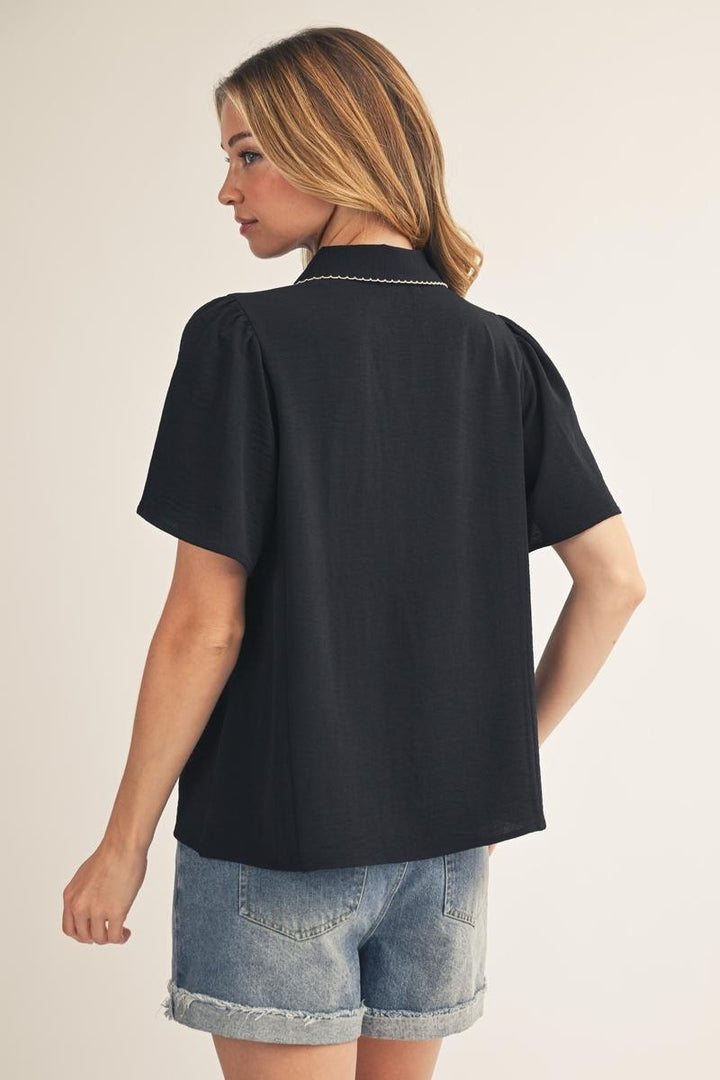 Edie Collared Top Black