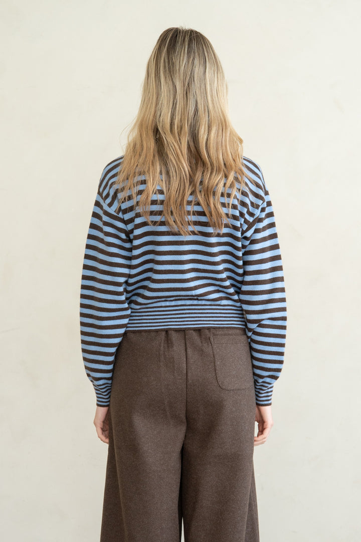 Ren Striped Cardigan - Brown &amp; Blue