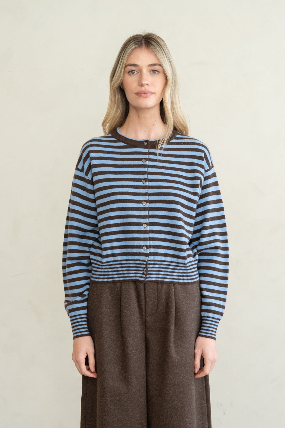 Ren Striped Cardigan - Brown &amp; Blue