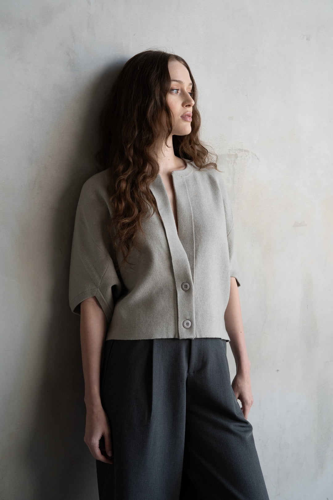 Two Button Cardigan - Cloudy Gray