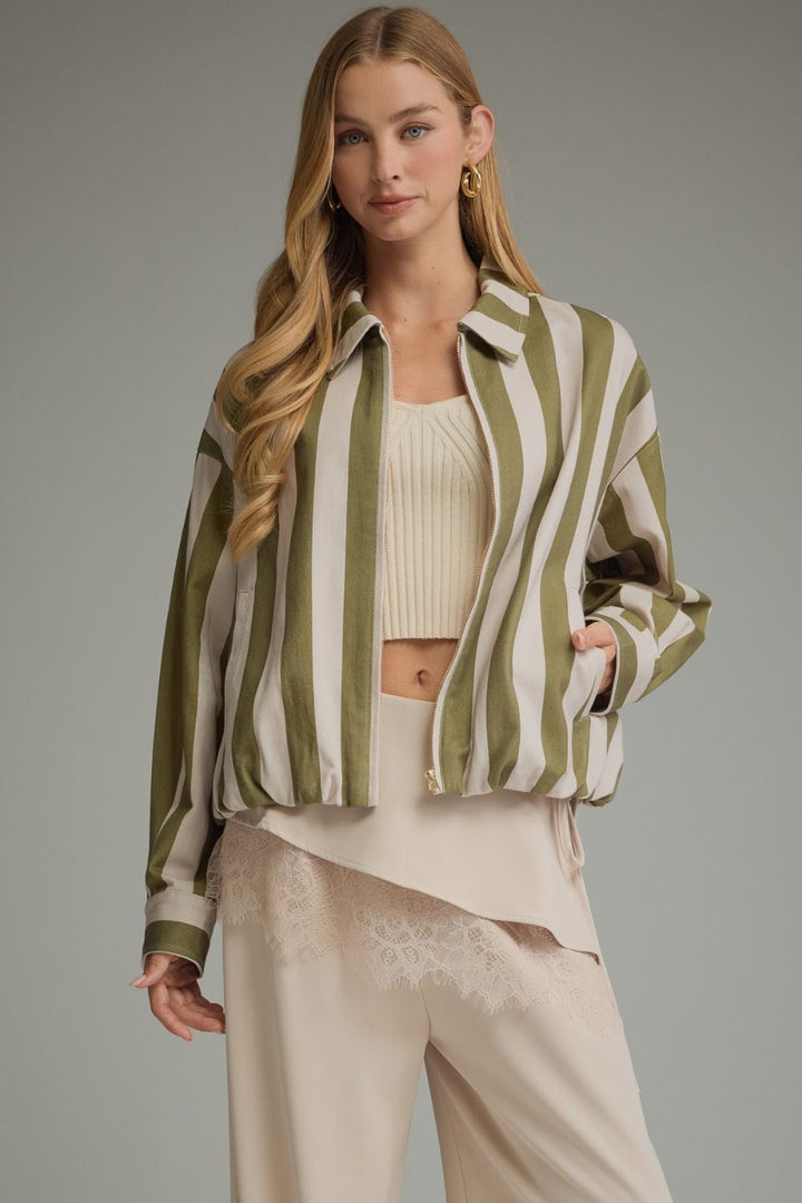 Amalie Striped Jacket - Olive