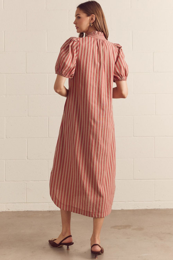 Anabelle Striped Midi Shirt Dress