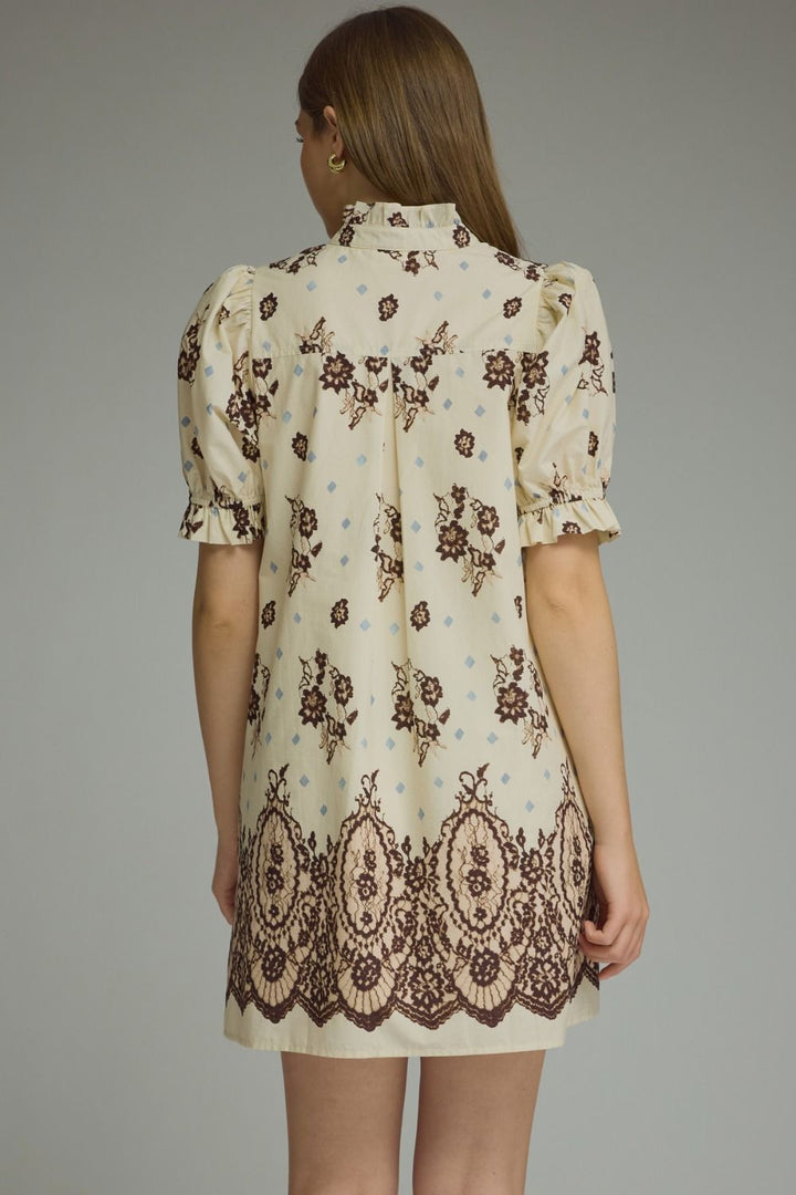 Blair Ruffle Detail Dress Ecru