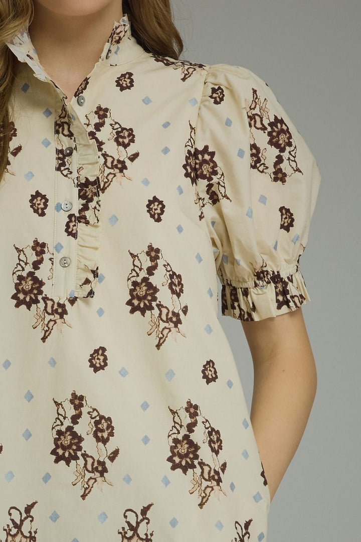 Blair Ruffle Detail Dress Ecru