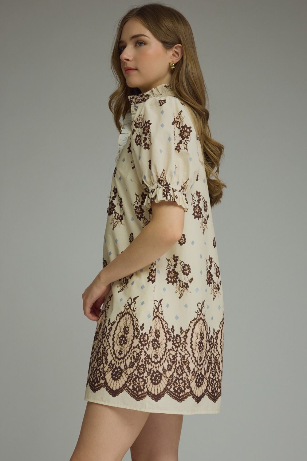 Blair Ruffle Detail Dress Ecru