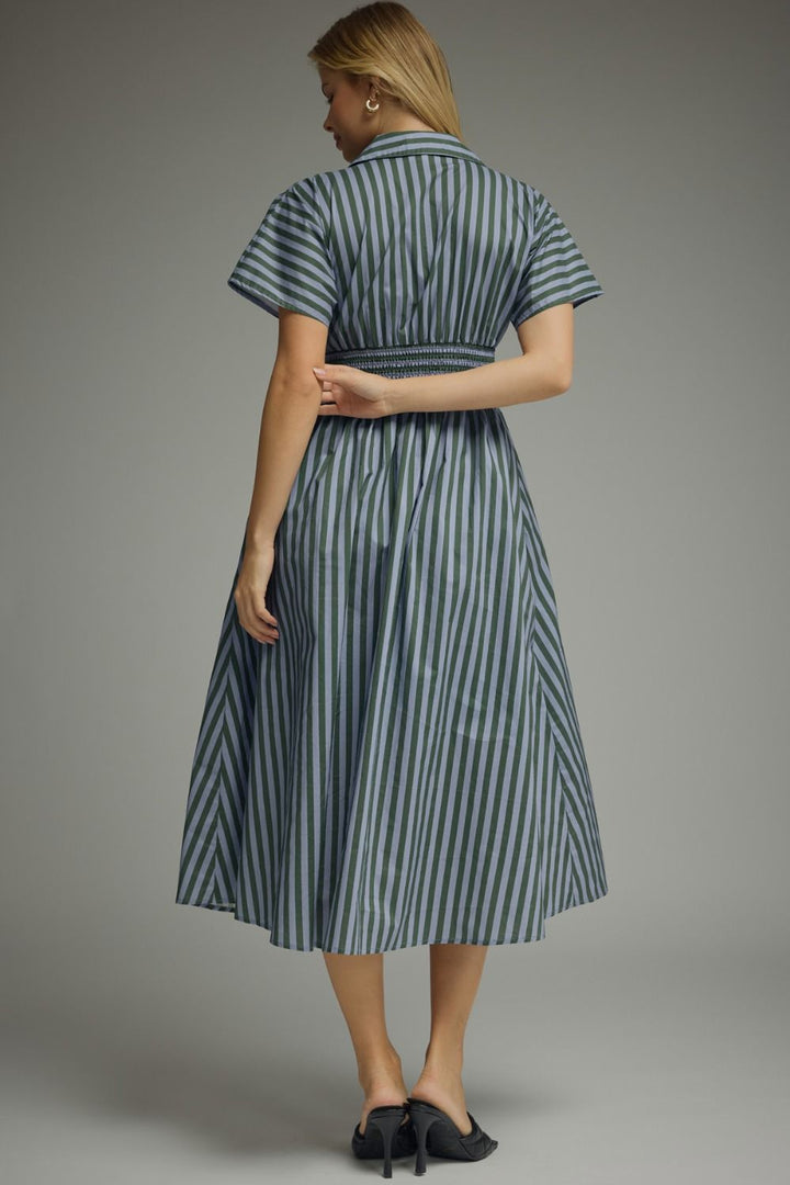 Elora Striped Midi Dress