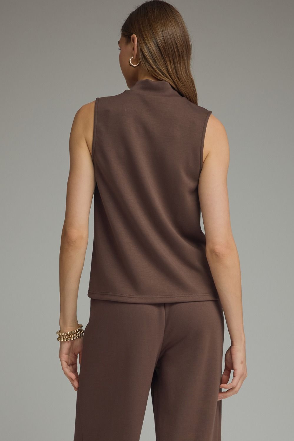 Grace Mock Neck Top Brown