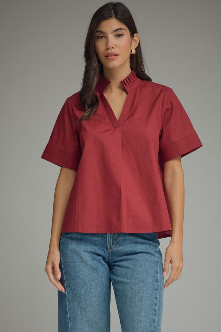 Harper V-Neck Top Burgundy