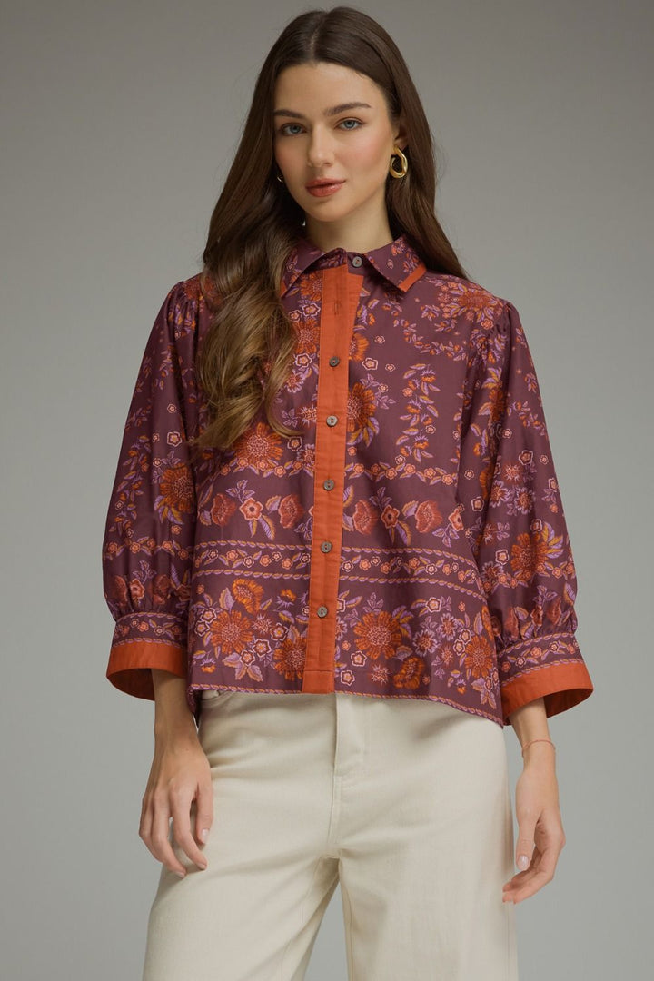 Helena Button Front Top Wine