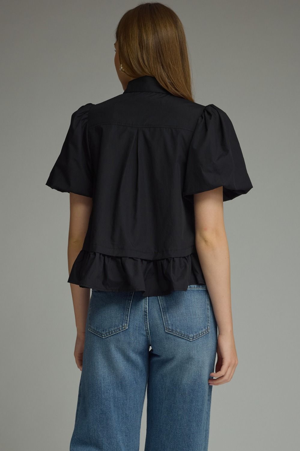 Iris Puff Sleeve Top Black