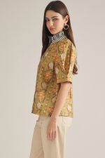 Isla Ruffle Collar Top - Olive