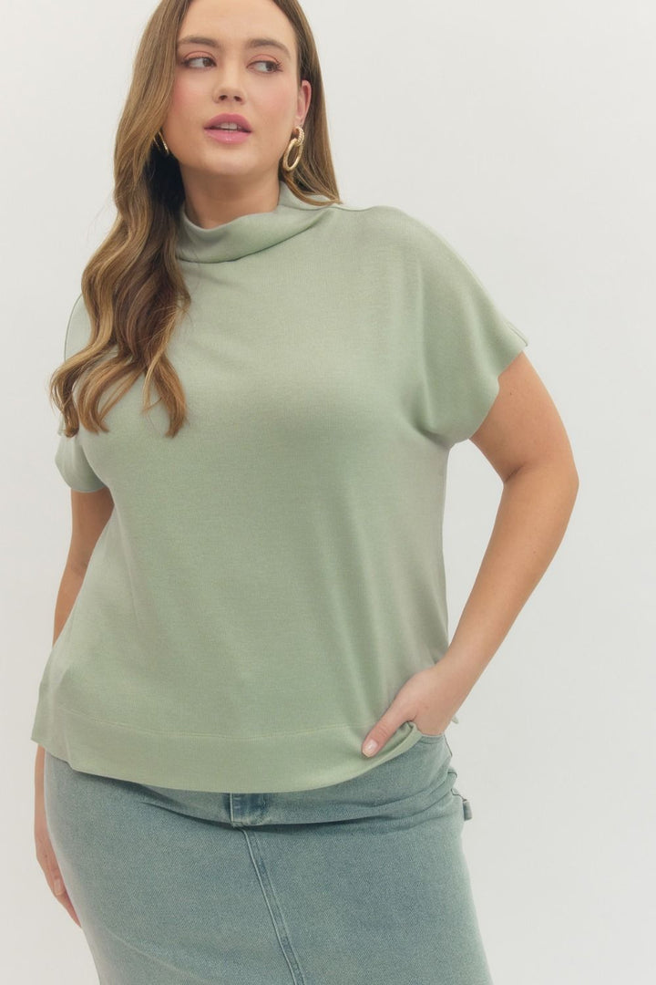 Parker Knit Mock Neck Top – Mint