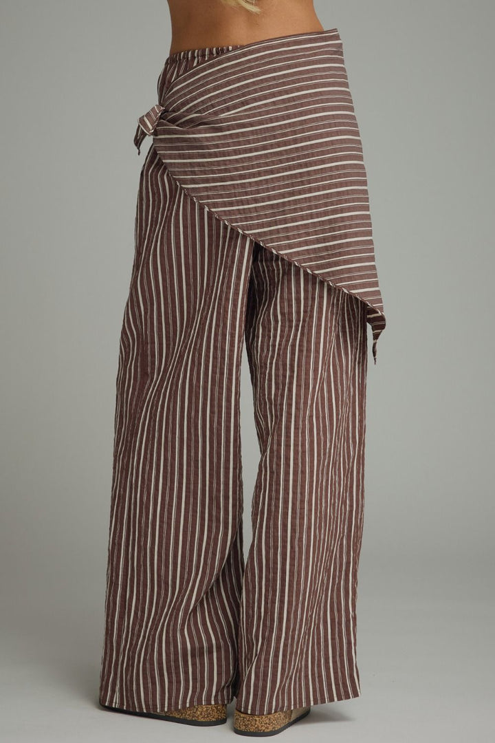 Skye Wide Leg Pants - Brown