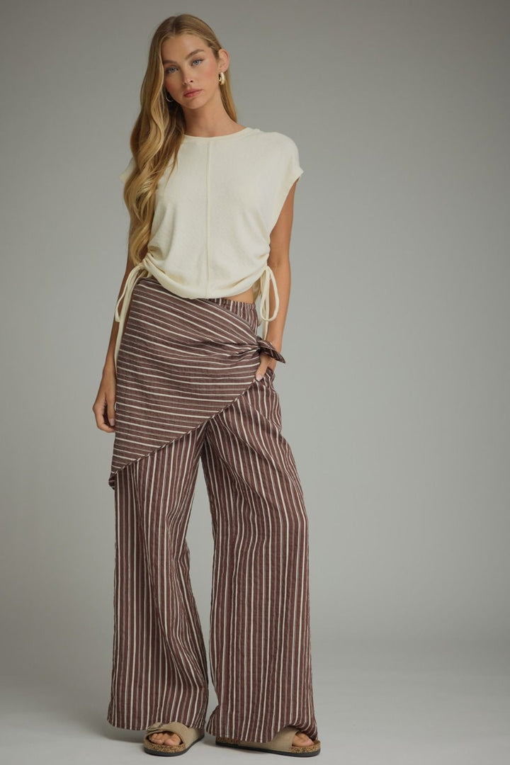 Skye Wide Leg Pants - Brown