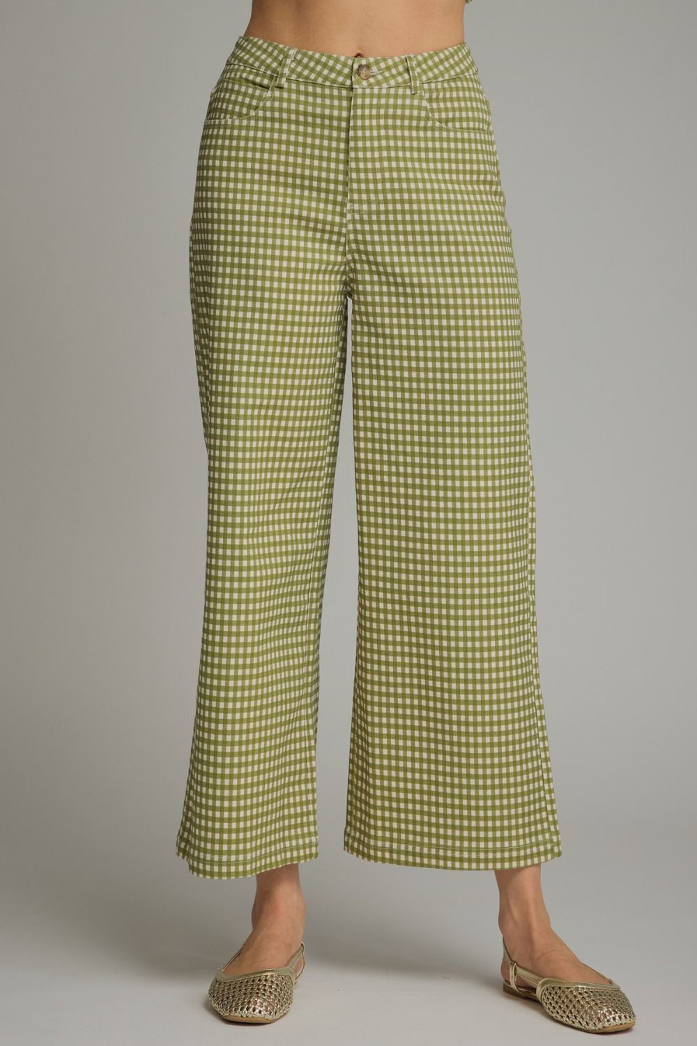 Tess Gingham Pants Olive