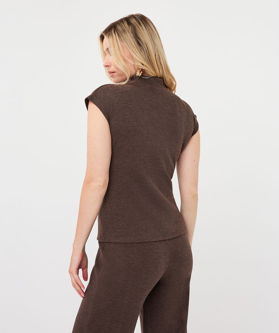 Cap Sleeve Knit Top in Cacao