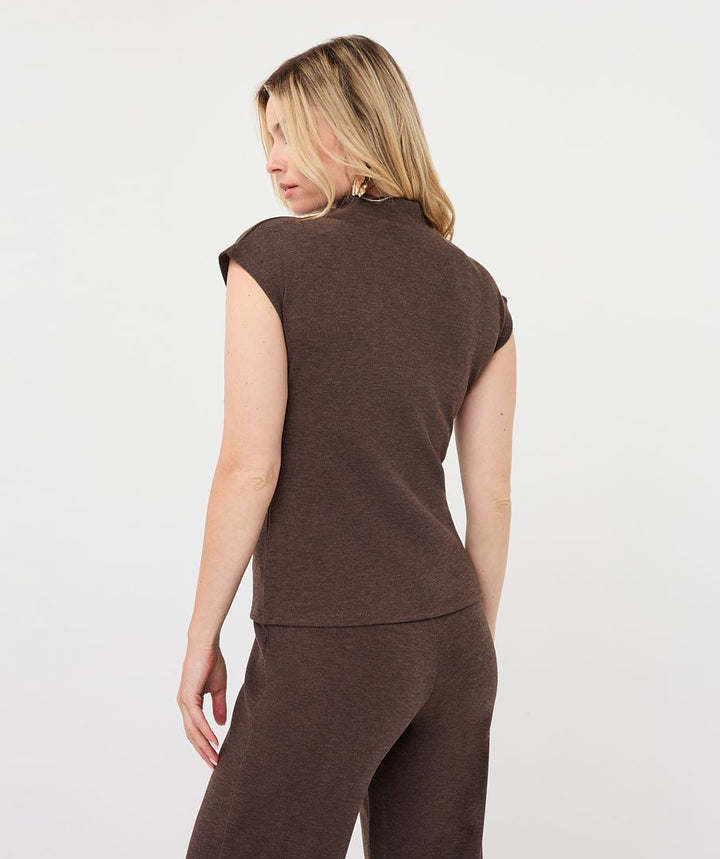 Cap Sleeve Knit Top in Cacao