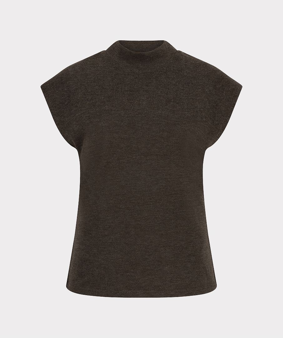 Cap Sleeve Knit Top in Cacao