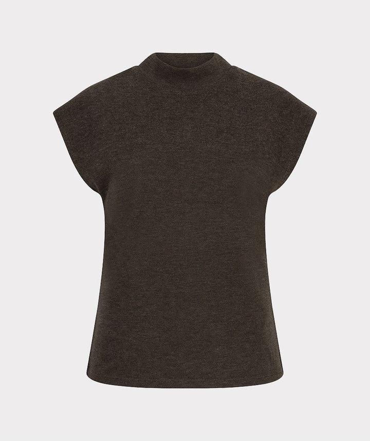 Cap Sleeve Knit Top in Cacao