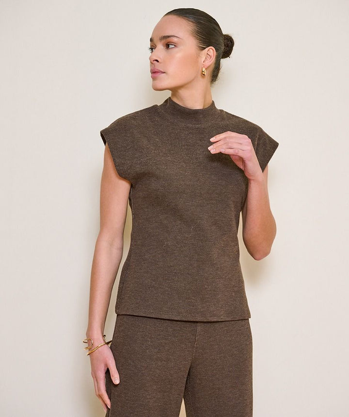 Cap Sleeve Knit Top in Cacao