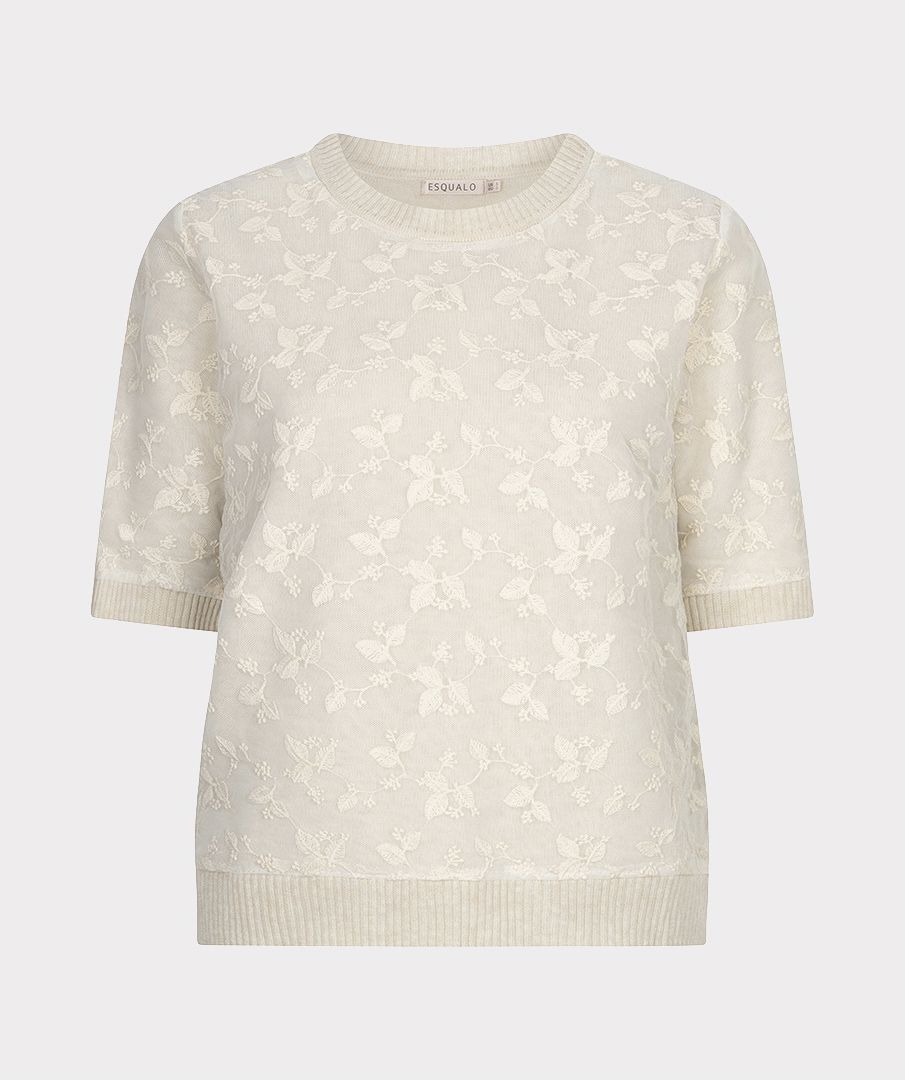 Lace SS Sweater - Biscuit