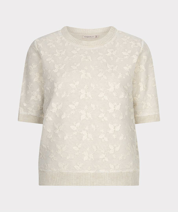 Lace SS Sweater - Biscuit