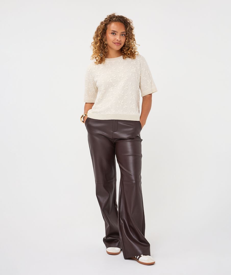 Lace SS Sweater - Biscuit