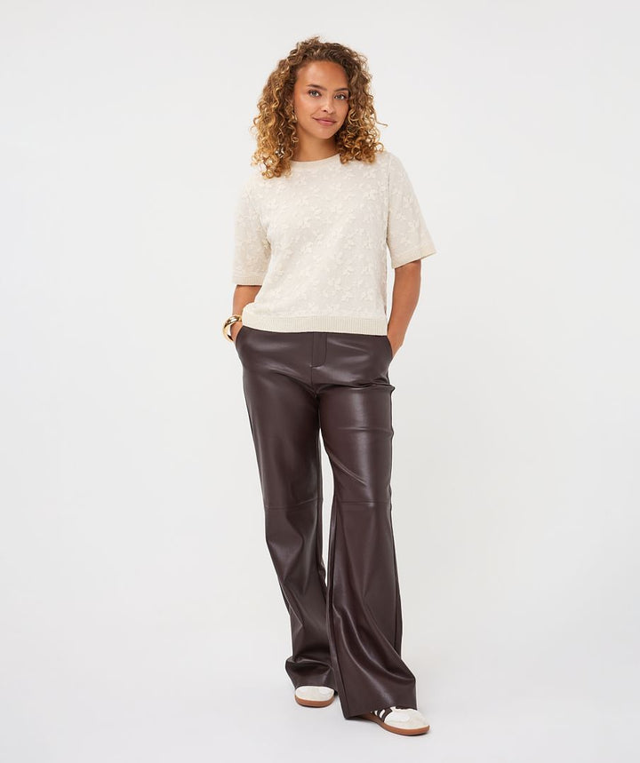 Lace SS Sweater - Biscuit