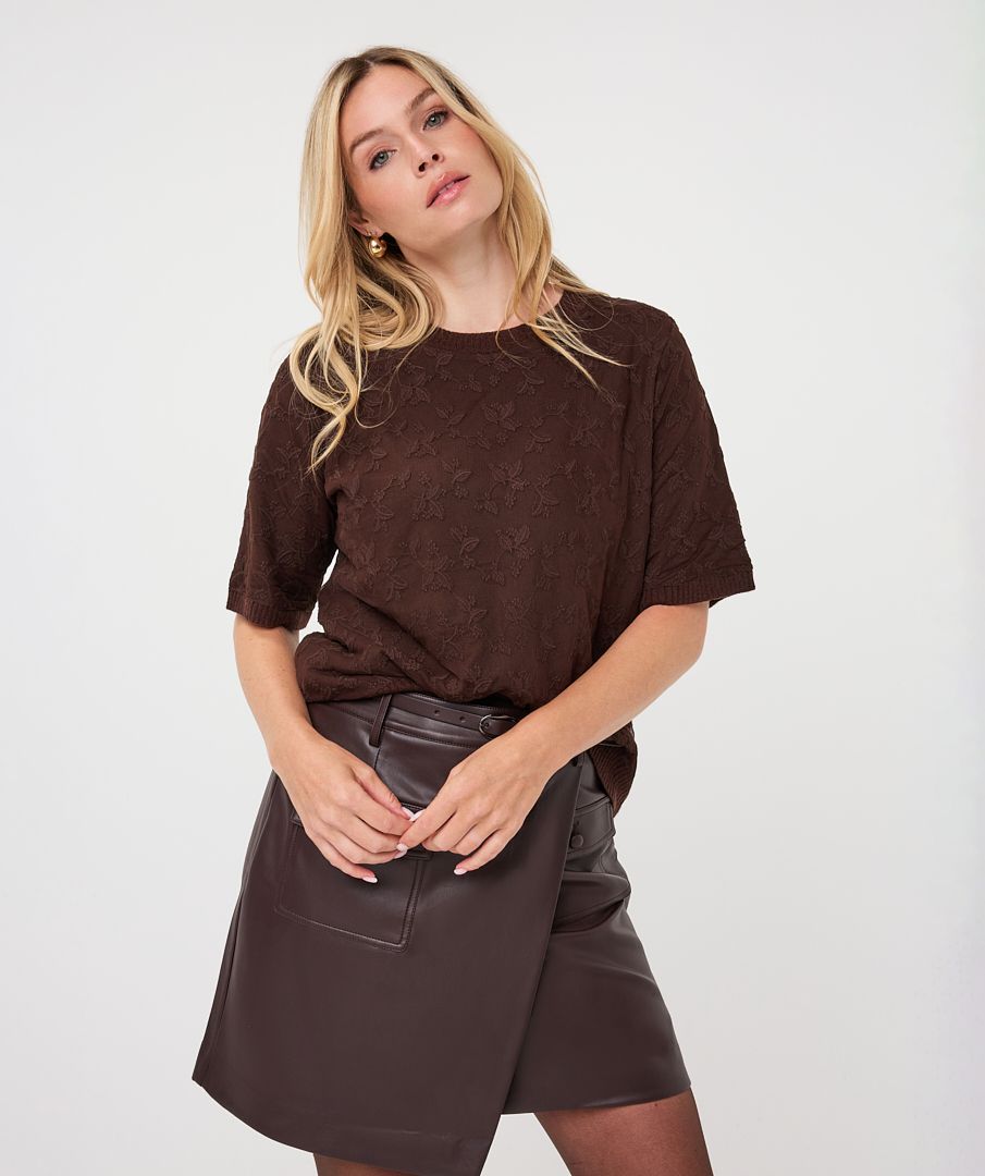 Lace SS Sweater - Cacao