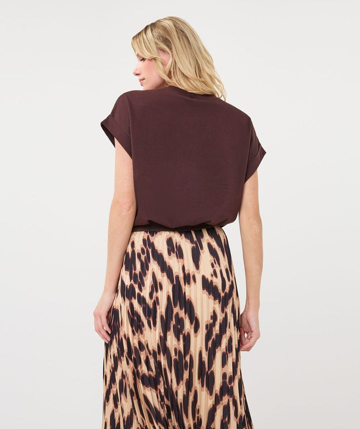 Satin Rolled Sleeve Top Cacao