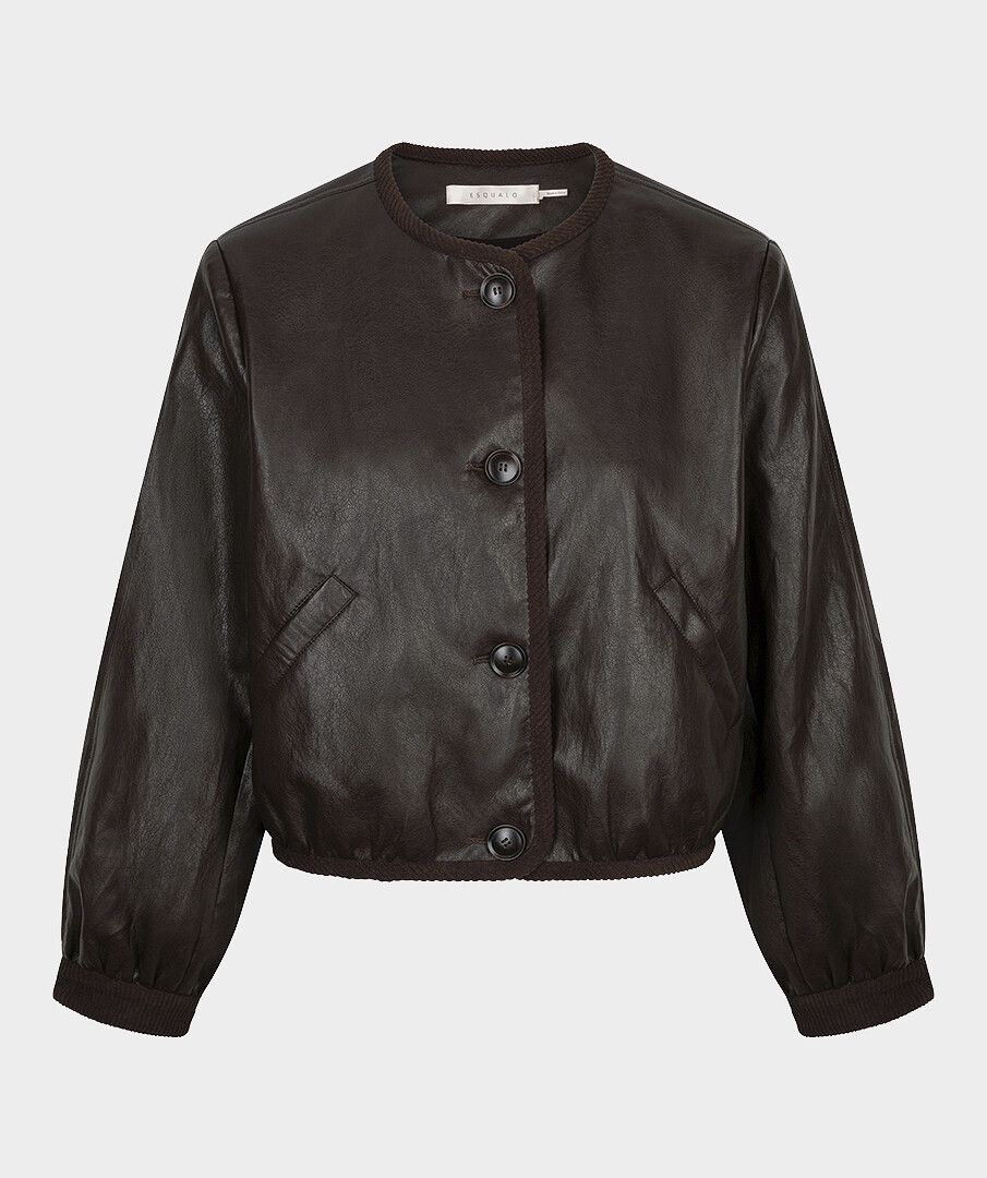 Crinkle Faux Leather Jacket - Cacao