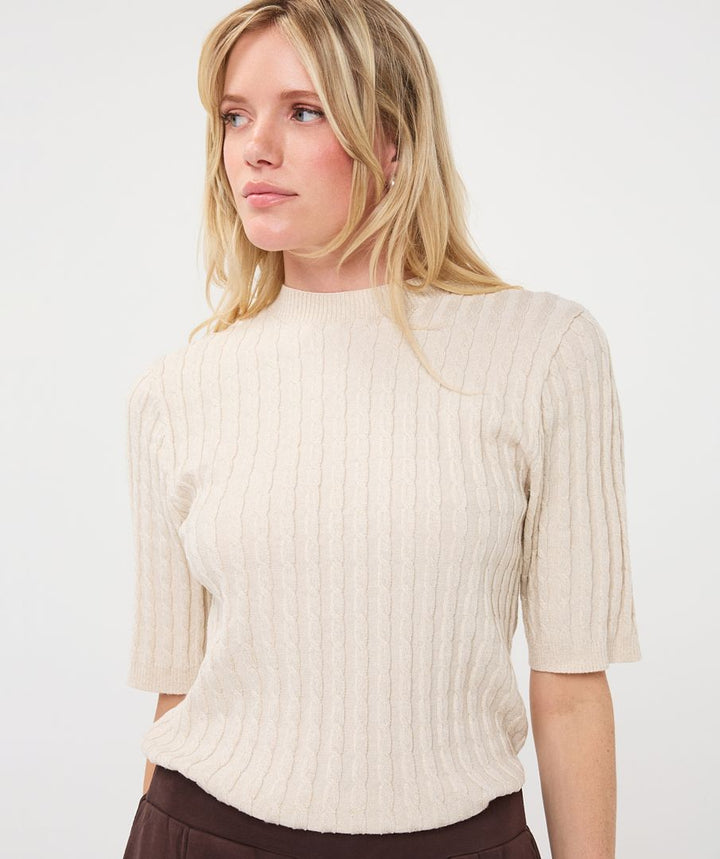 Cable Knit Sweater - Biscuit
