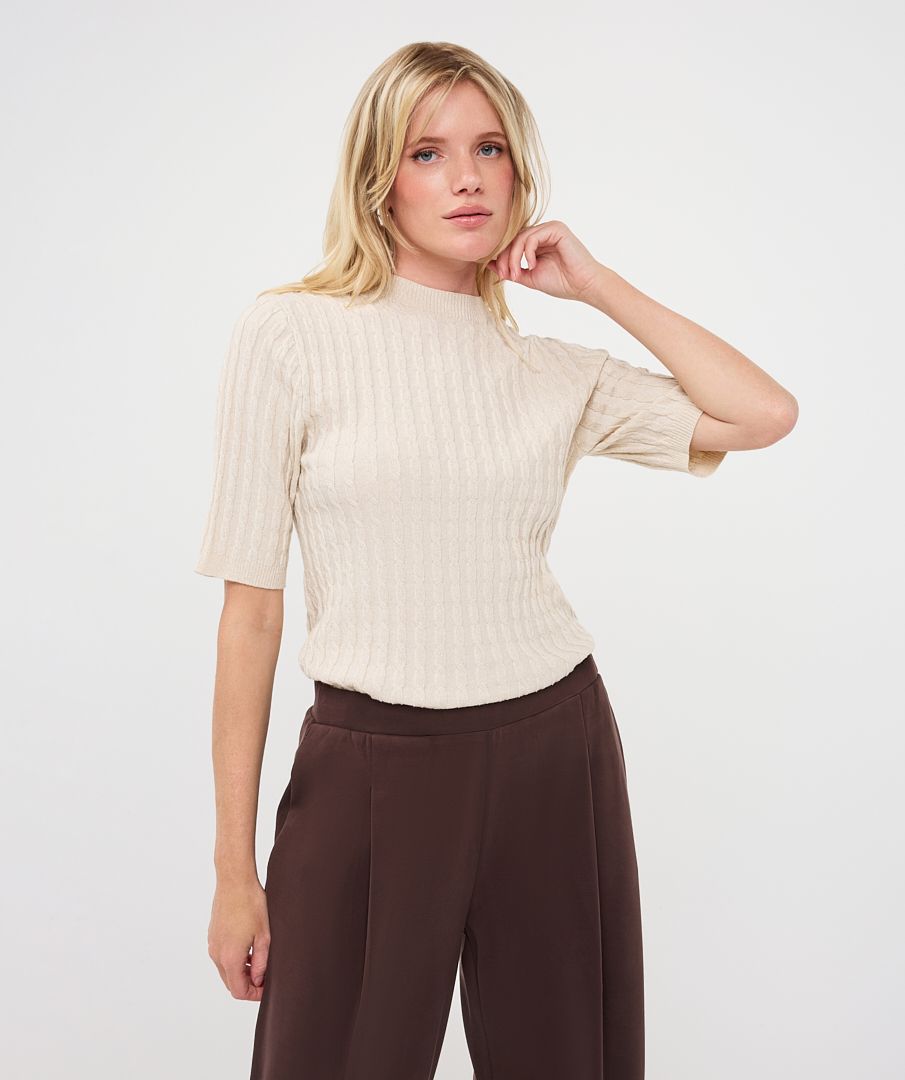 Cable Knit Sweater - Biscuit