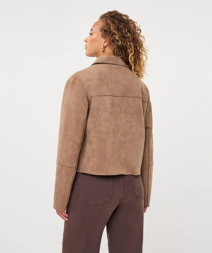 Jacket Suedine Collar Pockets - Sand