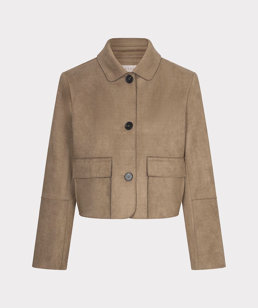 Jacket Suedine Collar Pockets - Sand