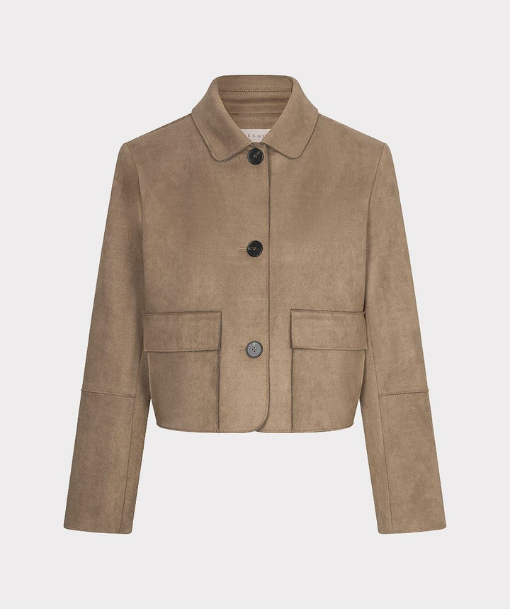 Jacket Suedine Collar Pockets - Sand