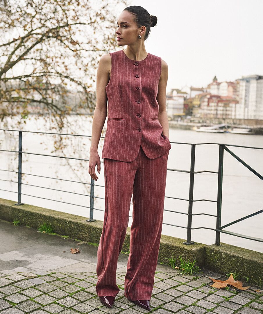 Herringbone Trouser - Merlot