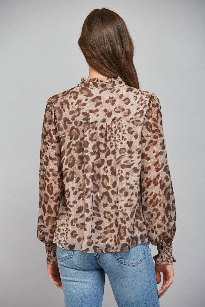 Animal Print Blouse - Brown