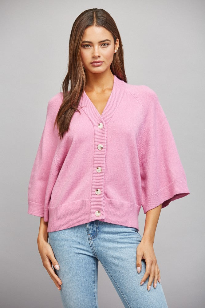 Candy Pink V-Neck Cardigan